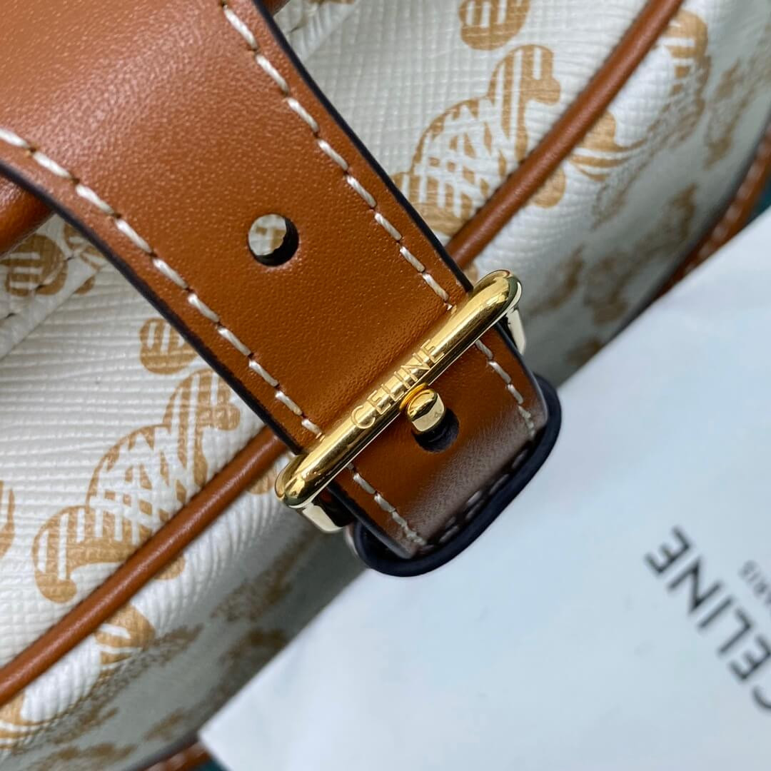 Celine Medium Folco Bag In Triomphe Canvas 191502 White