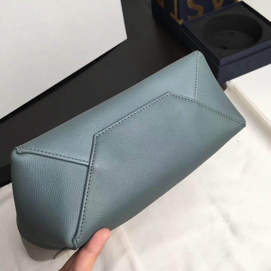 Celine Small Cabas In Grained Calfskin 189813 Beige/Light Blue