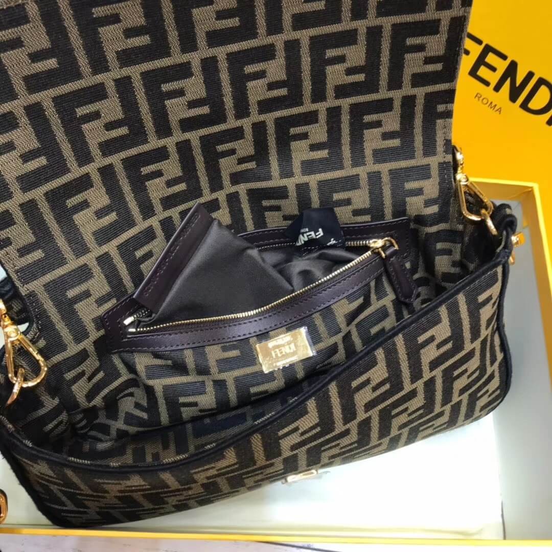 Fendi Brown Fabric Baguette Bag 8BR600