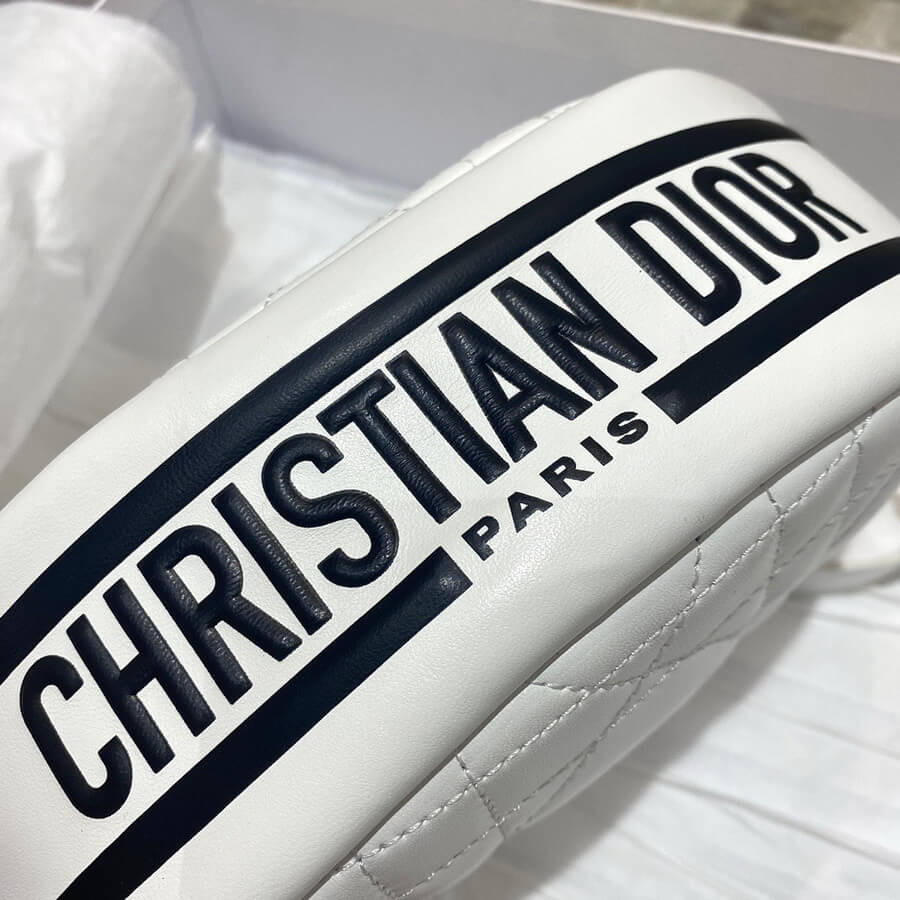 Christian Dior Small Vibe Hobo Bag M7200 White Cannage Lambskin