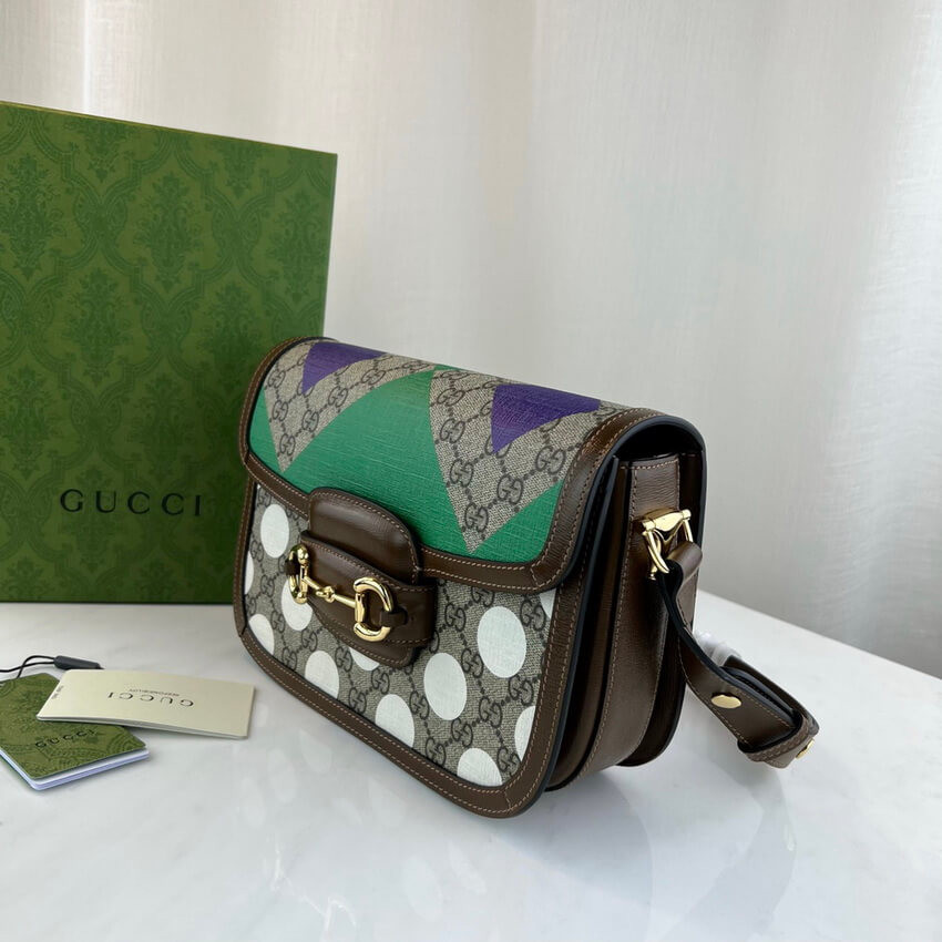 Gucci Horsebit 1955 Shoulder Bag With Geometric Print 602204