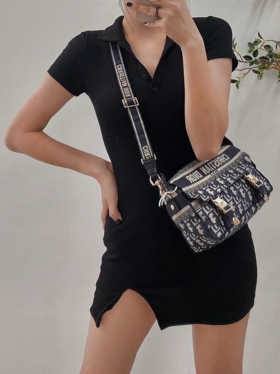 Christian Dior Small DiorCamp Bag in Oblique Embroidery M1241