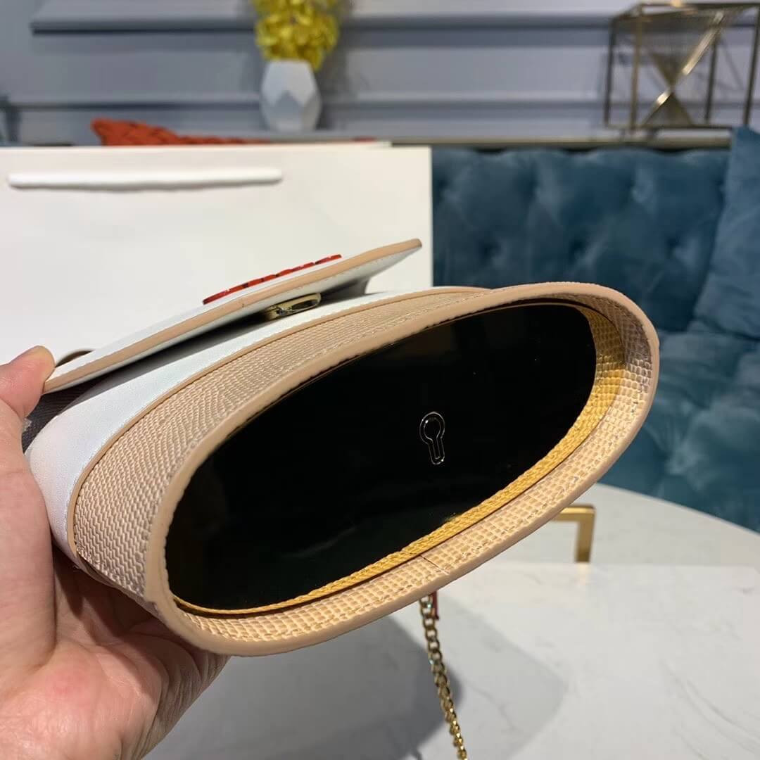 Chloe Small Aby Lock Chain Bag Embossed Lizard Effect S1220 Apricot/White