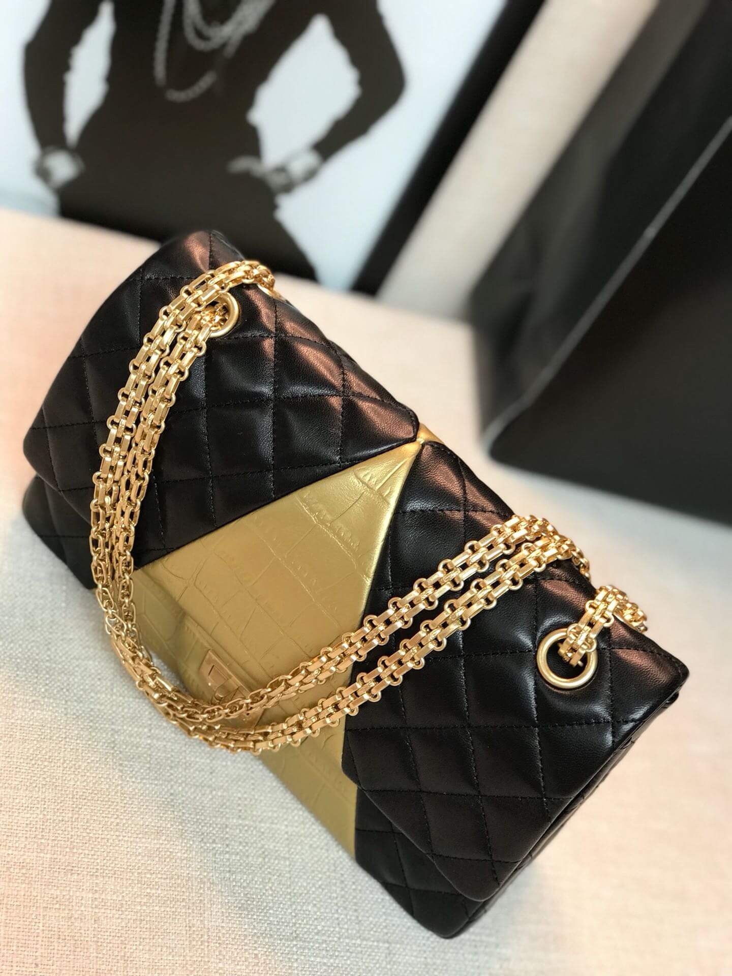 Chanel Lambskin & Crocodile Embossed 2.55 Handbag A37586