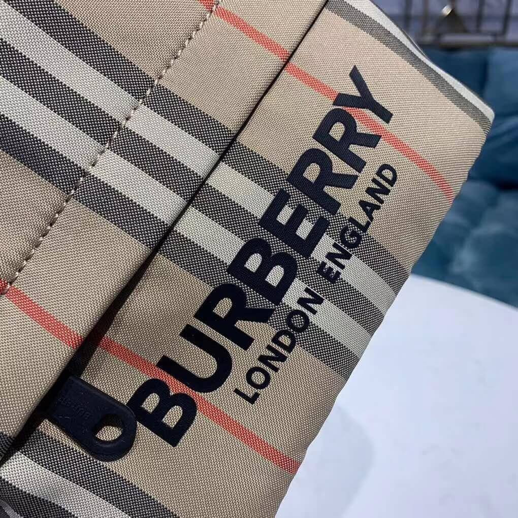 Burberry Logo Print Icon Stripe Nylon Drawcord Pouch 80267371