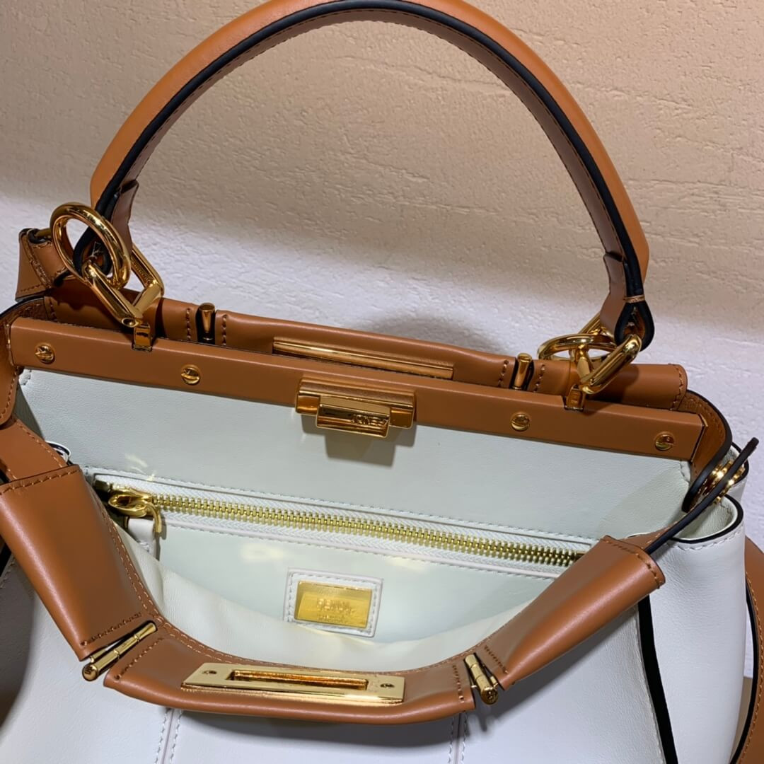 Fendi Peekaboo Iconic Medium Leather Bag 8BN290 White