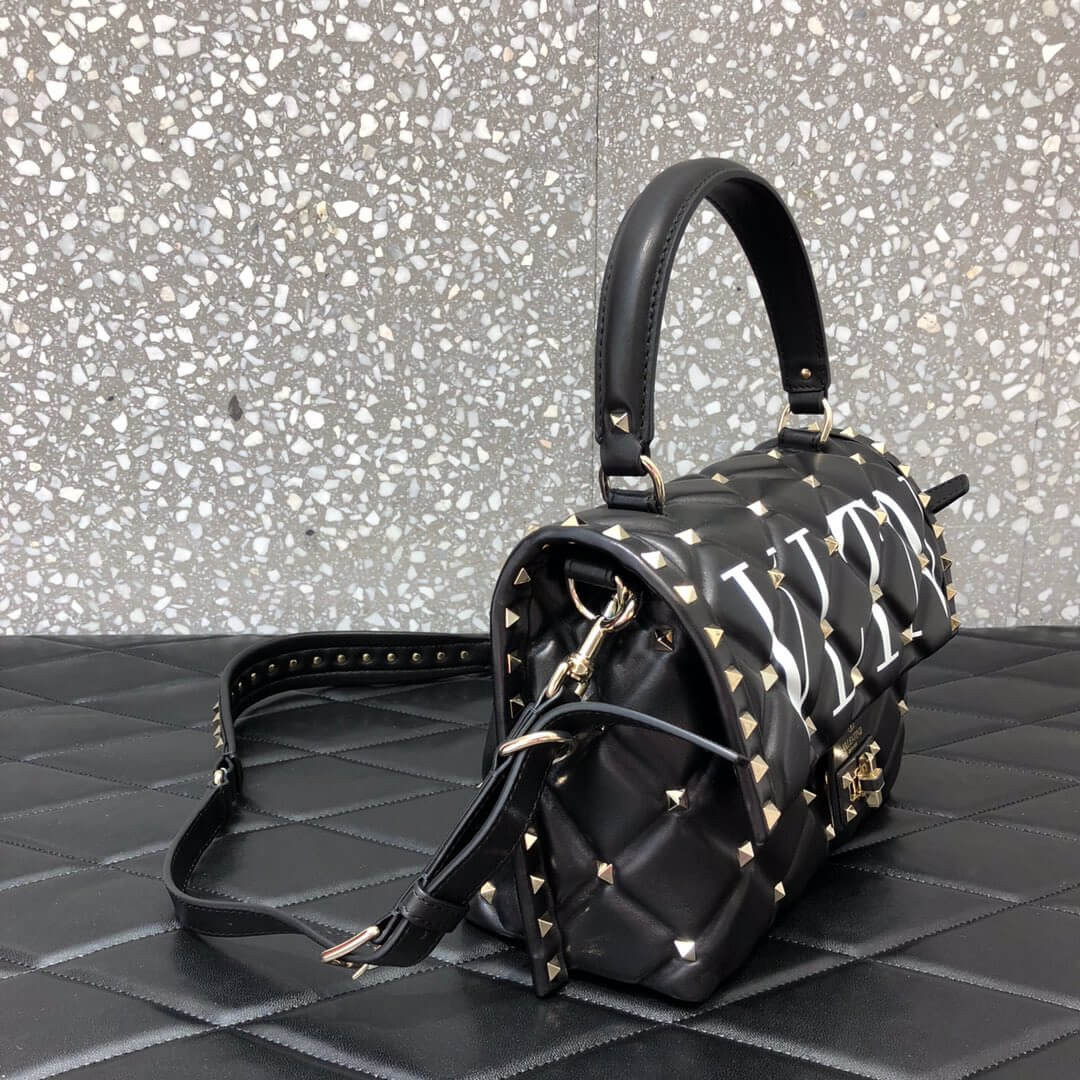 Valentino Garavani Candystud Printed Quilted Leather Shoulder Bag 0550V