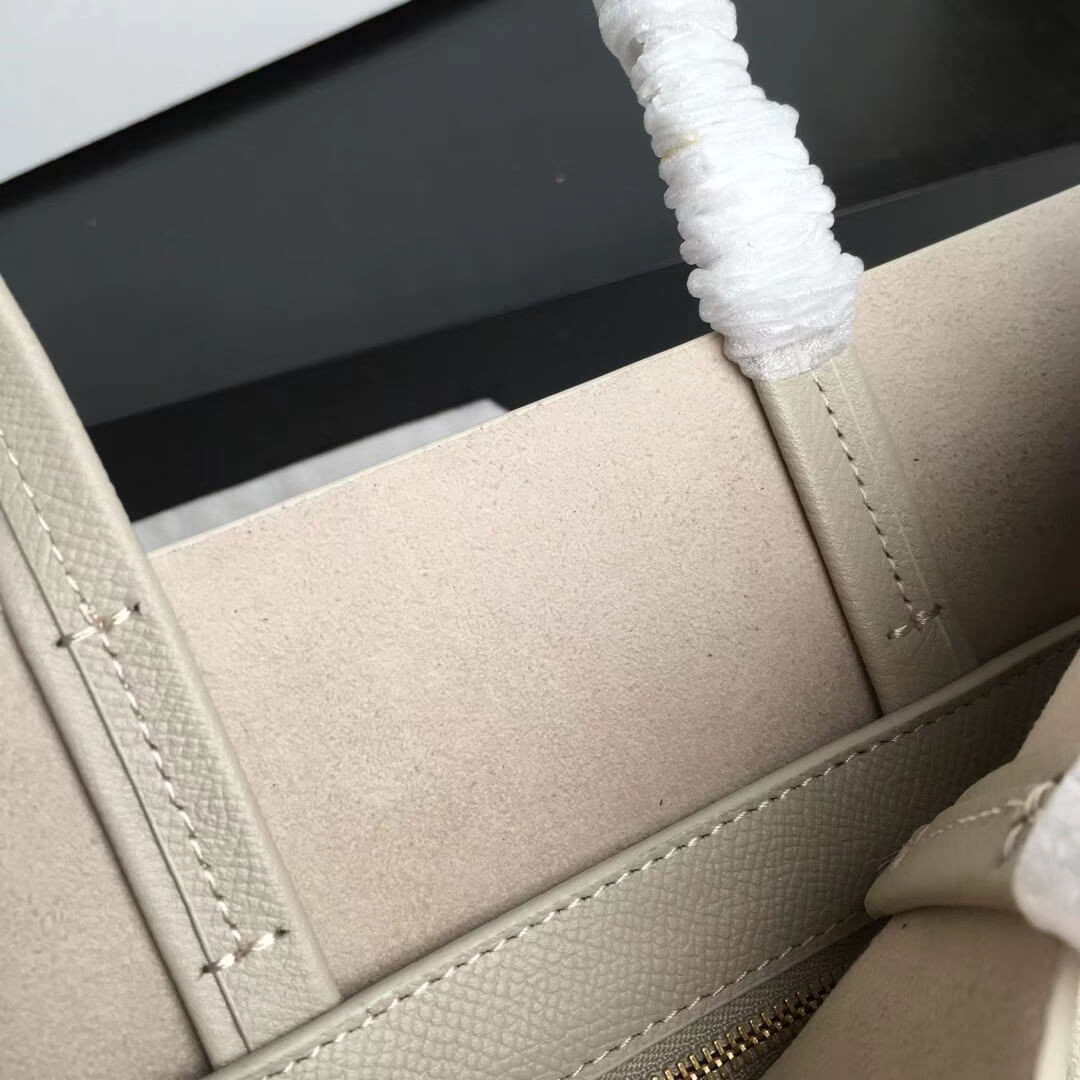 Celine Small Cabas In Grained Calfskin 189813 Beige/Light Blue