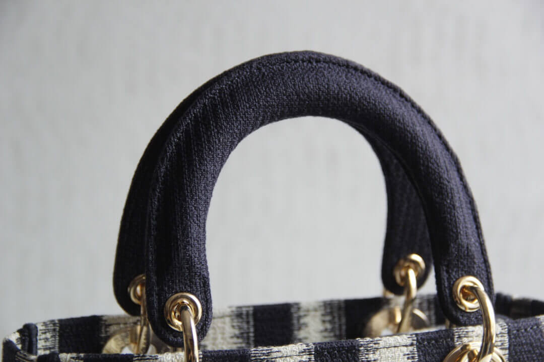 Dior Medium Blue D-Stripes Embroidery Lady D-Lite Bag M0565