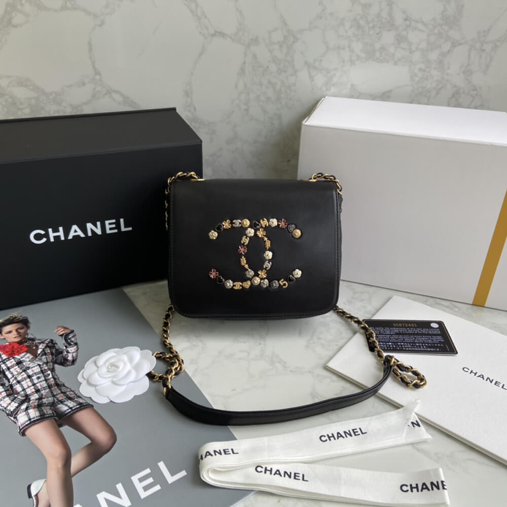 Chanel Studded CC Detail Flap Bag AS1181