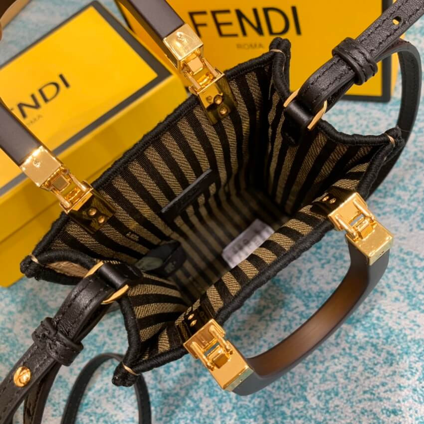 Fendi Sunshine Mini Woven Tote 8BS051 Beige
