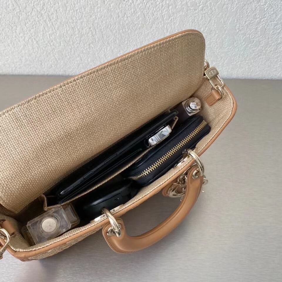 Christian Dior Lady D-Joy Bag Natural Cannage Raffia M05400