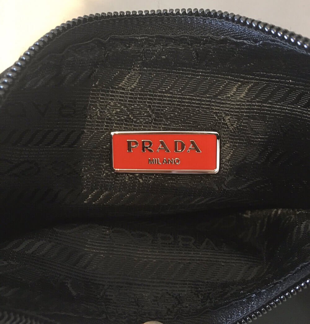 Prada Re-Edition 2000 Nylon Hobo Bag 1NE515 Black with Red Logo
