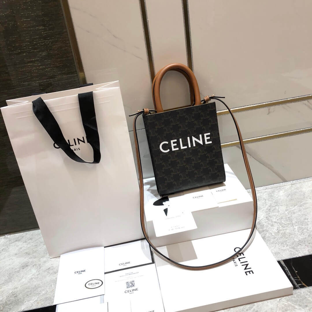 Celine Mini Vertical Cabas In Triomphe Canvas 193302