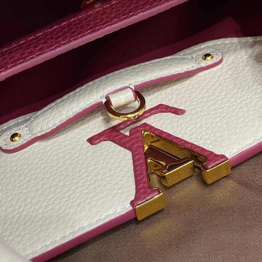 Louis Vuitton Capucines BB M59061 Eggshell/Lie de Vin Red