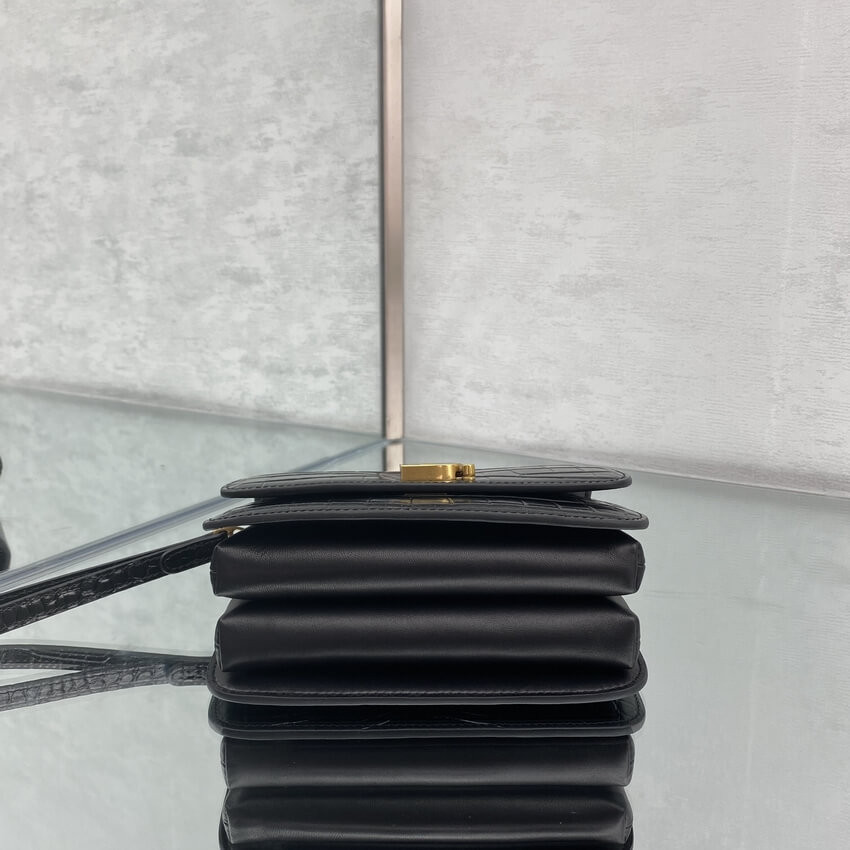 Balenciaga B Small Croc-effect Leather Shoulder Bag