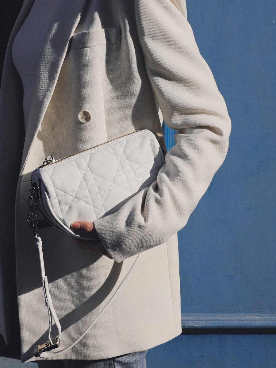 Christian Dior Small Vibe Hobo Bag M7200 White Cannage Lambskin