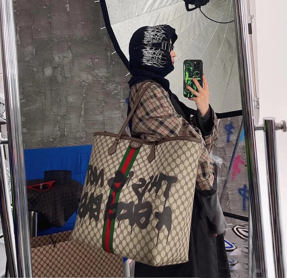 Balenciaga x Gucci Hacker Graffiti Large Tote Bag 680127