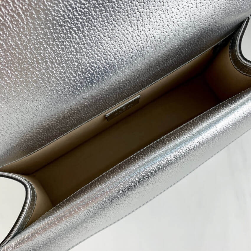 Gucci Dionysus Small Shoulder Bag in Silver Lame Leather 499623