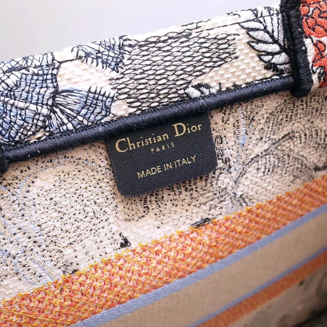 Christian Dior Small Book Tote In Embroidered Canvas M1296