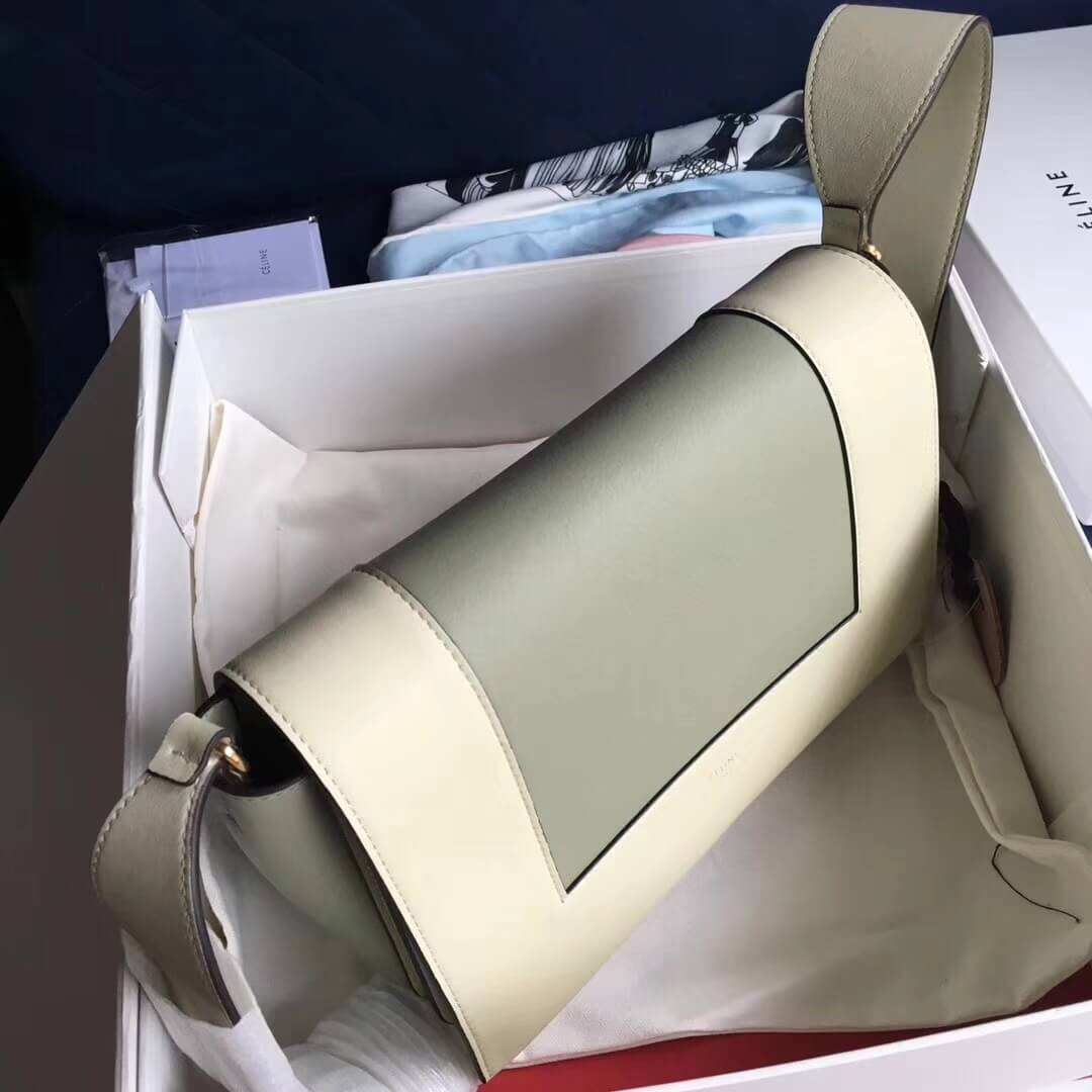 Celine Frame Medium Shoulder Bag 180263 White/Light Green