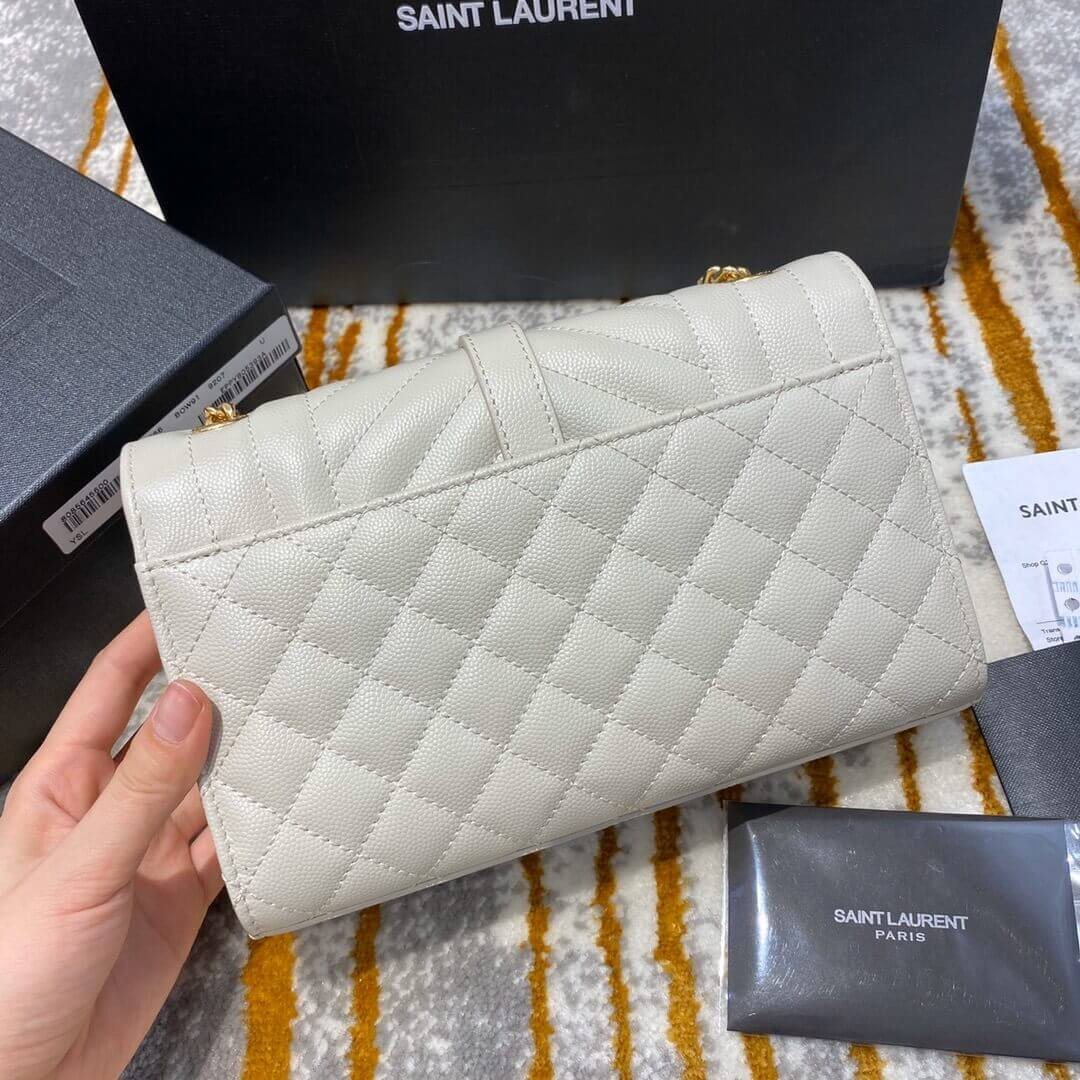 Saint Laurent Grain Leather Envelope Small Bag 526286 White