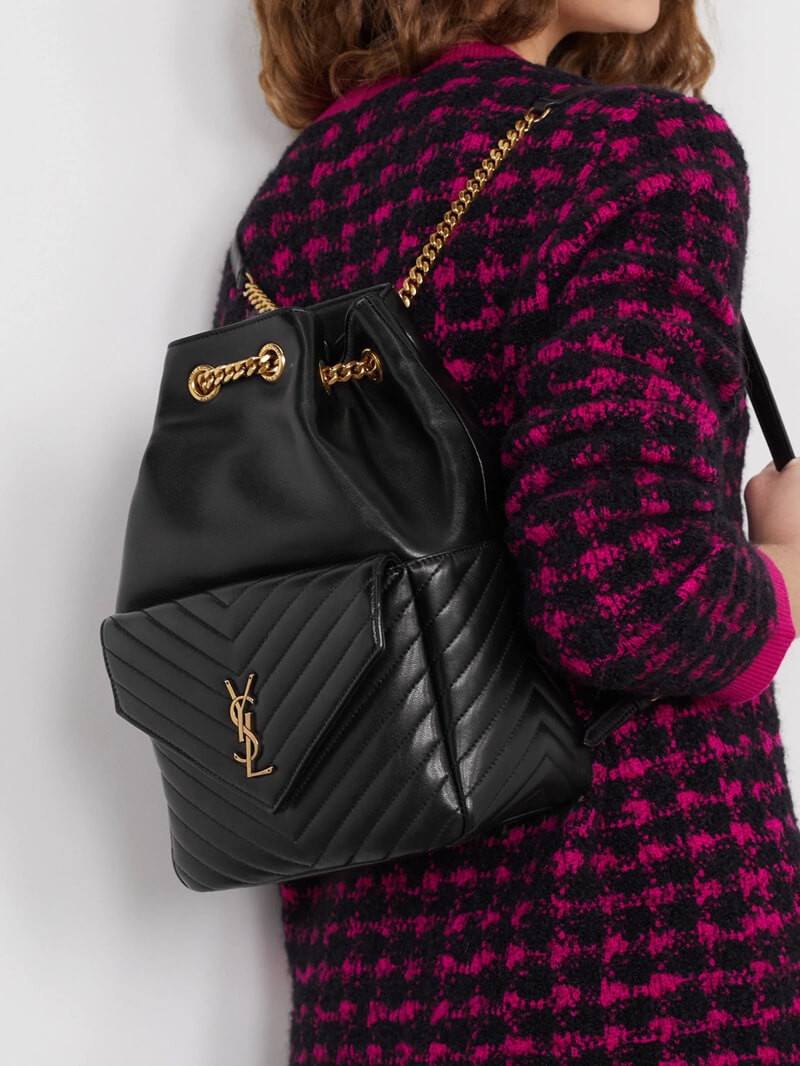 YSL Saint Laurent Joe Backpack 672609 In Black Lambskin