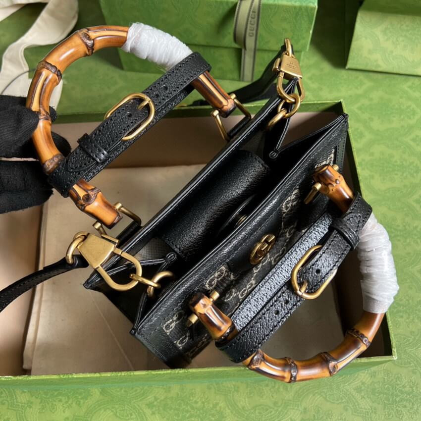 Gucci Diana Mini Tote Bag 655661 in Black Denim