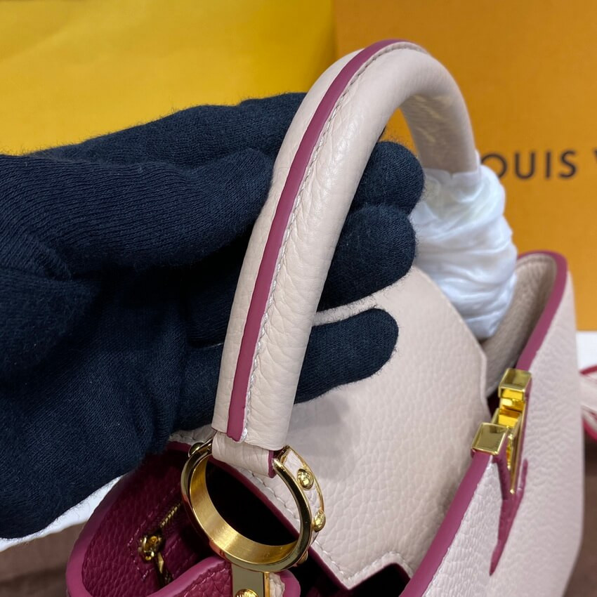 Louis Vuitton Capucines BB M59061 Eggshell/Lie de Vin Red