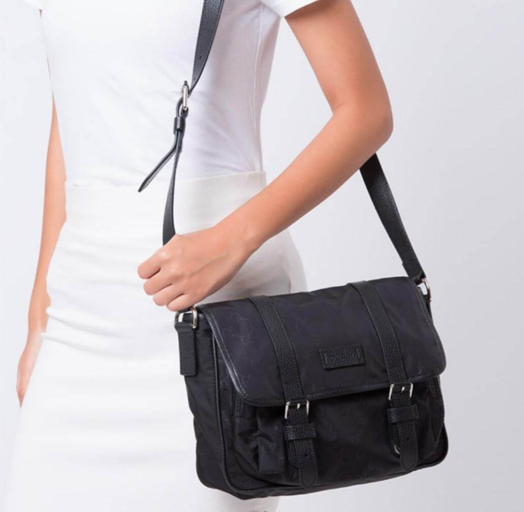 Gucci GG Guccissima Black Nylon Small Messenger Bag 510335