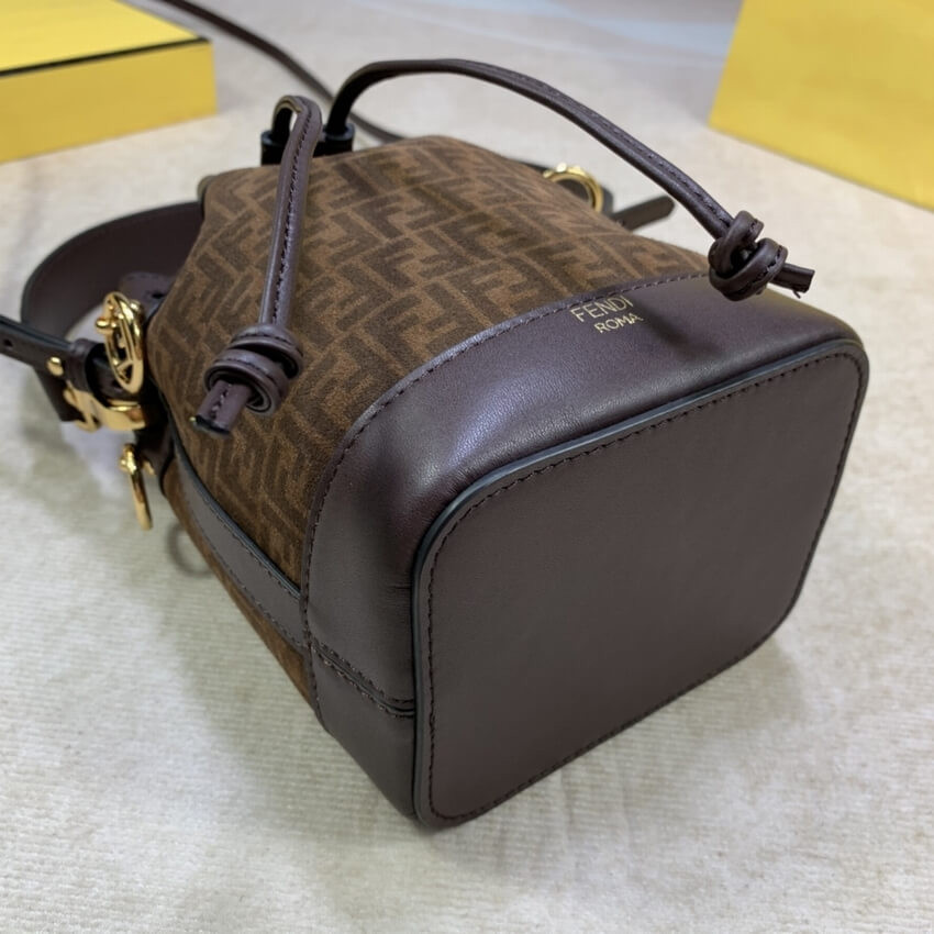 Fendi Mon Tresor Brown Leather Mini-Bag with FF Print 8BS010