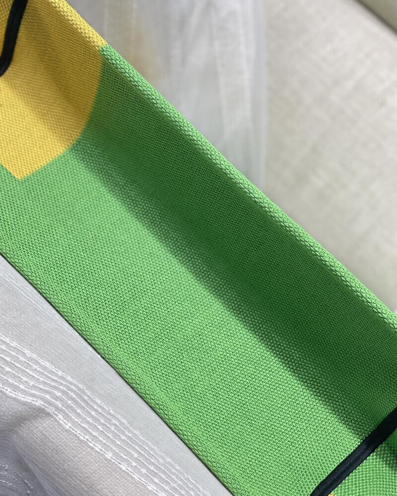 Christian Dior Medium Book Tote Bright Green and Orange D-Jungle Pop Embroidery M1296