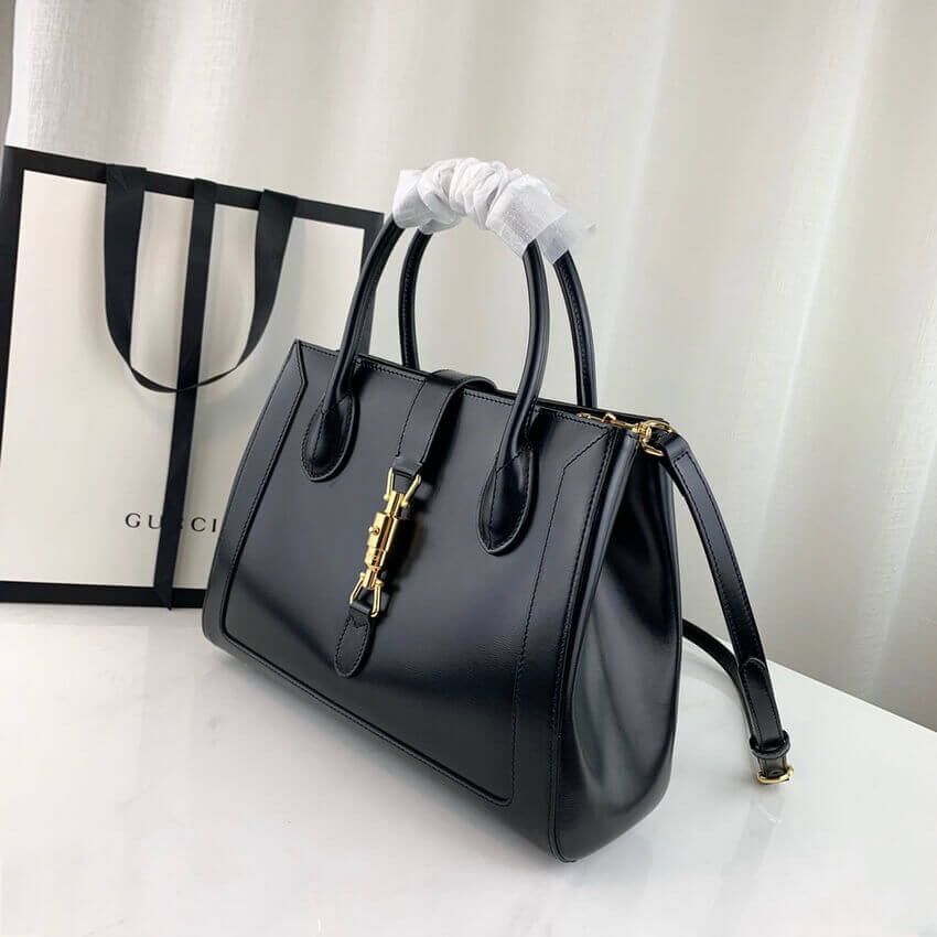 Gucci Jackie 1961 Medium Tote Bag in Black Leather 649016
