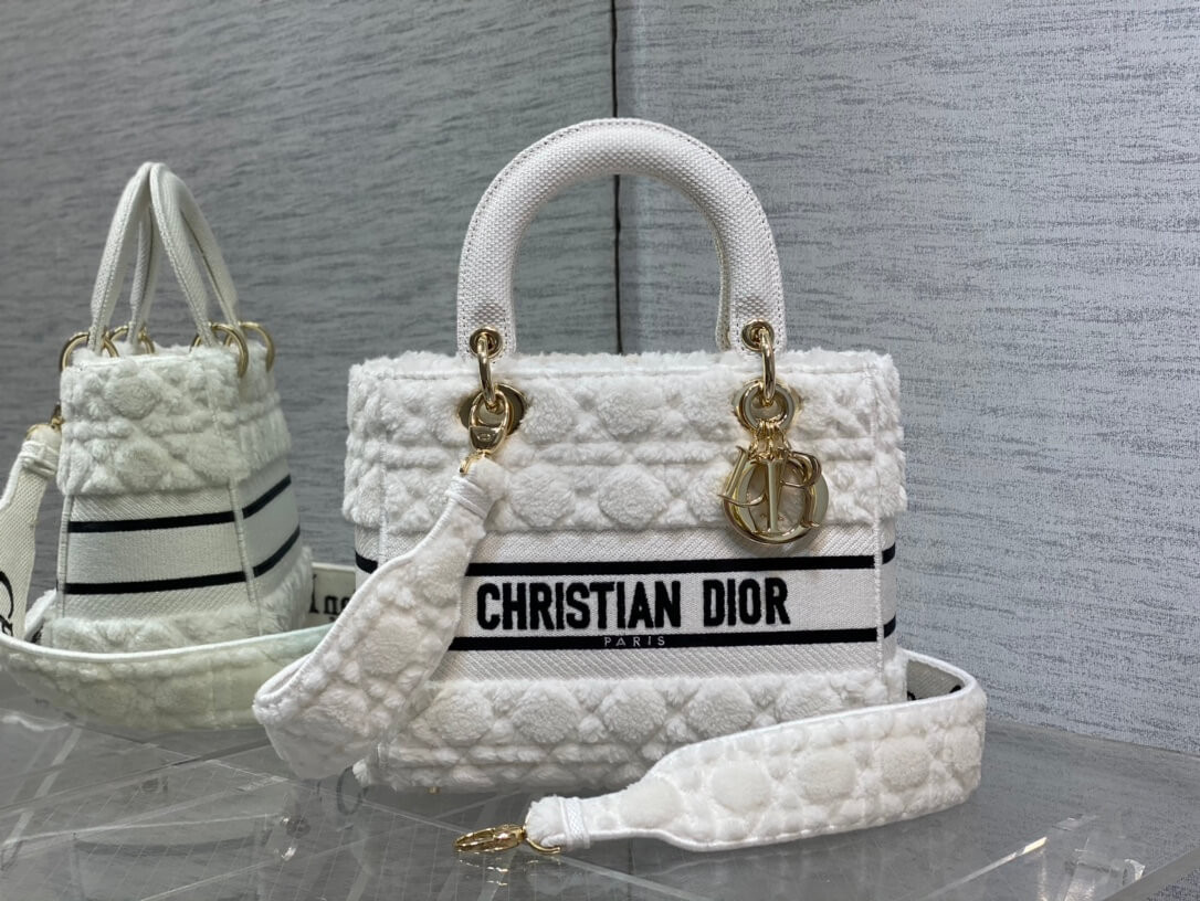 Christian Dior Medium Lady D-Lite Bag M05659 in Cannage Shearling
