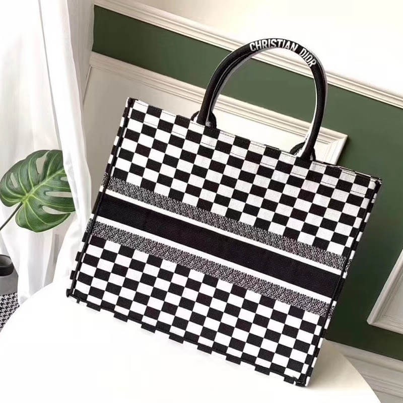 Christian Dior Book Tote Black And White Bag M1286