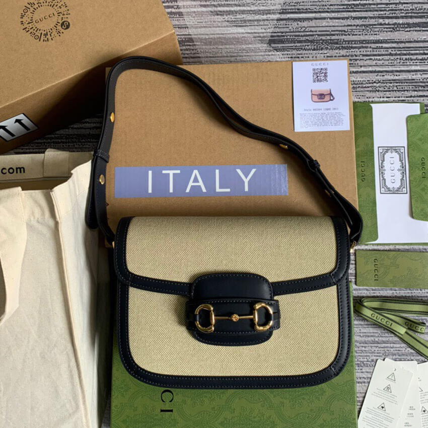 Gucci Horsebit 1955 Small Bag 602204 in Beige Canvas