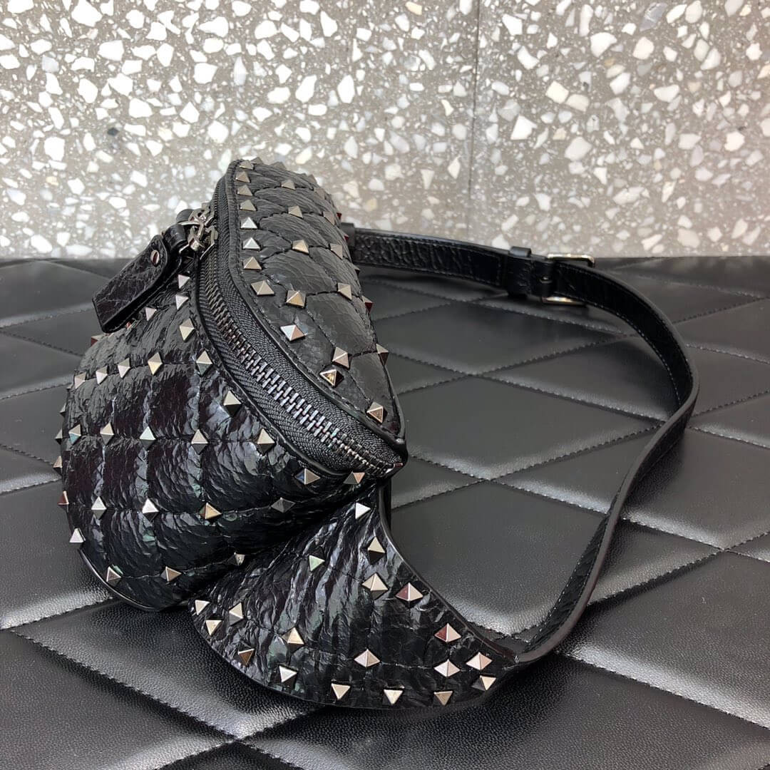 Valentino Garavani Rockstud Spike Waxy Leather Belt Bag 0620B
