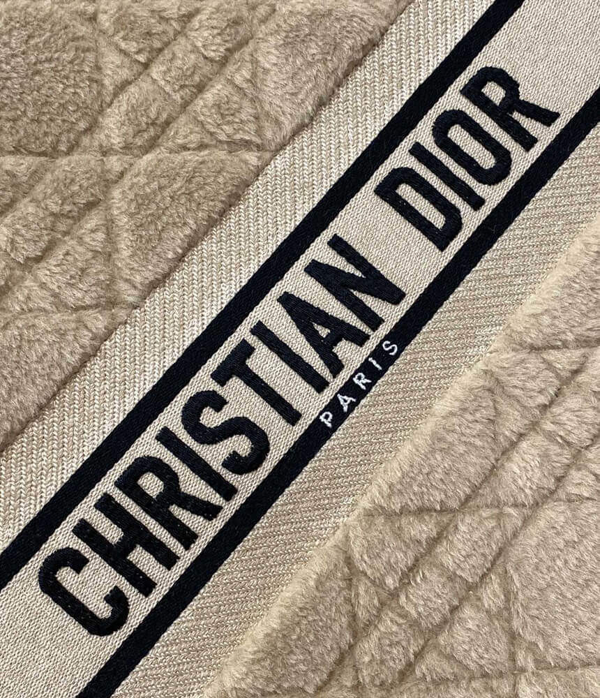 Christian Dior Large Book Tote Beige Cannage Shearling M1286