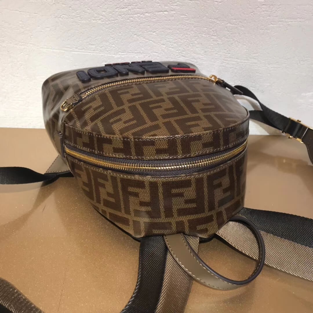 Fendi Mania Logo Zucca Coated Canvas Backpack 8BZ038