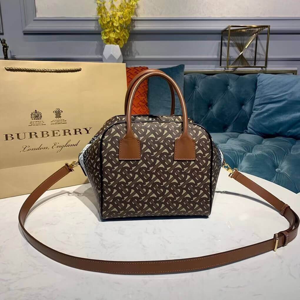 Burberry Small Monogram Stripe E-canvas Cube Bag 80193561