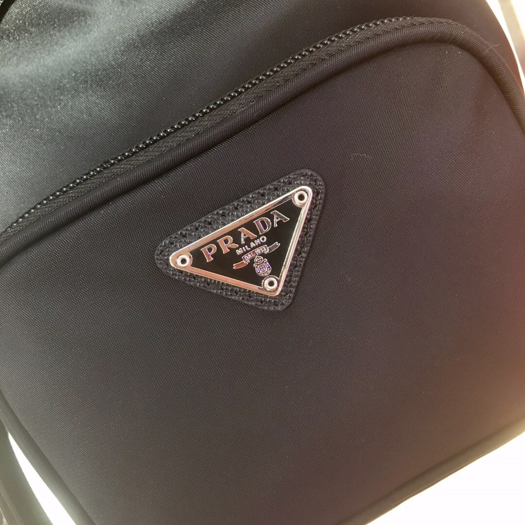 Prada Nylon Shoulder Bag With Leather And Studs 1BH038