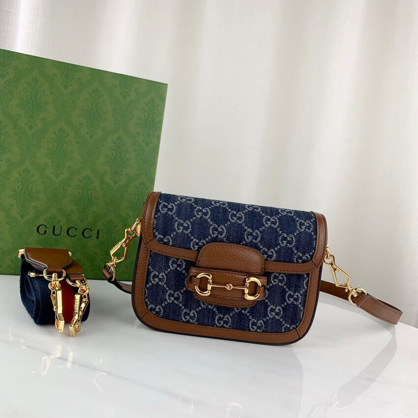Gucci Horsebit 1955 Denim Mini Bag 658574