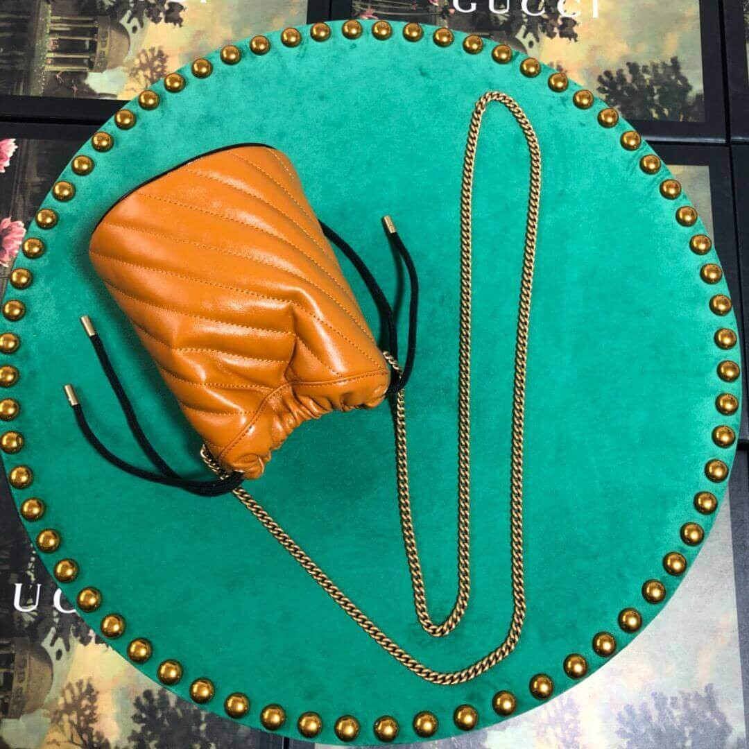 Gucci GG Marmont Mini Bucket Bag 575163 Cognac