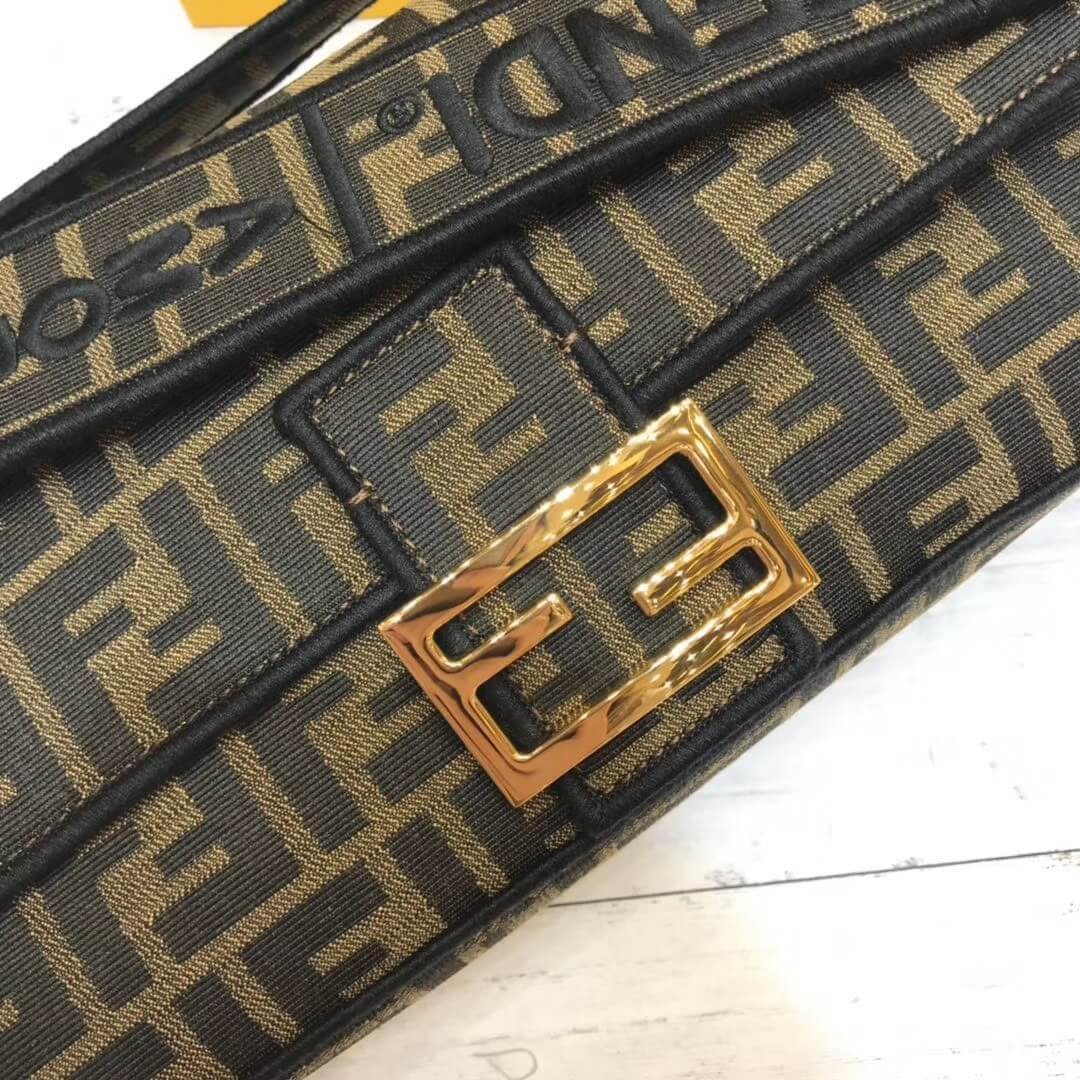 Fendi Brown Fabric Baguette Bag 8BR600