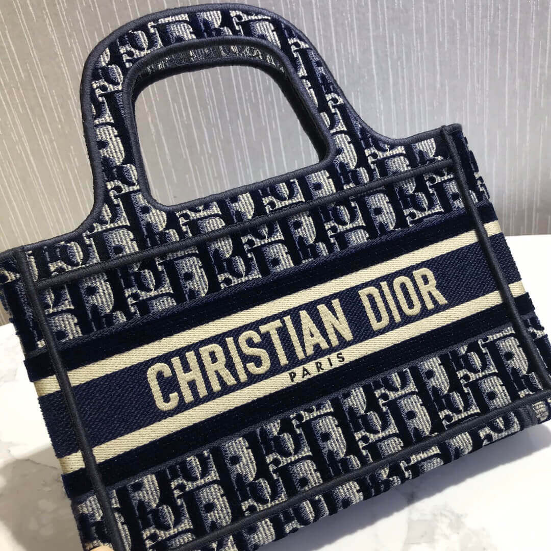 Dior Oblique Embroidered Velvet Mini Book Tote S5475Z
