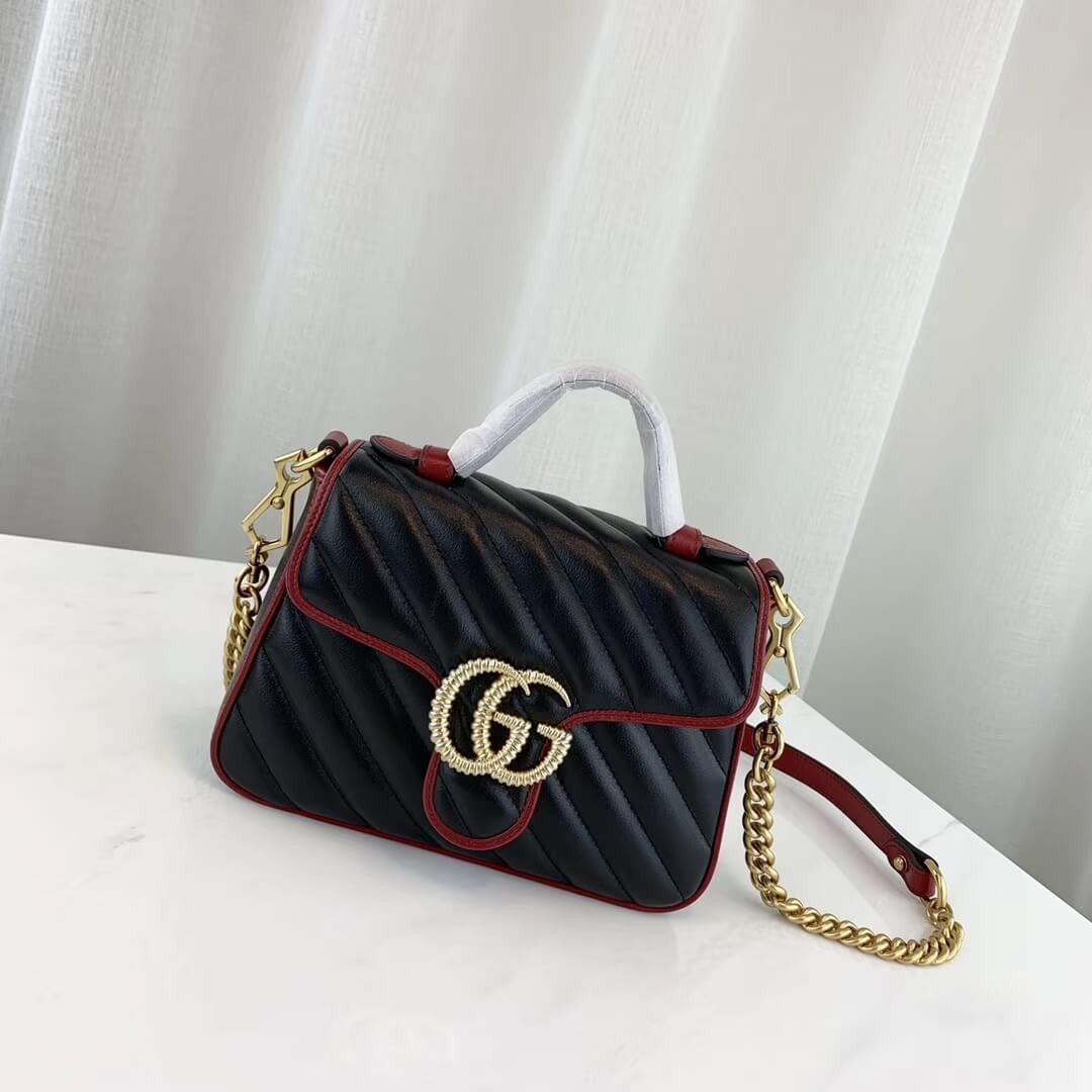 Gucci GG Marmont Mini Top Handle Bag 583571 Black