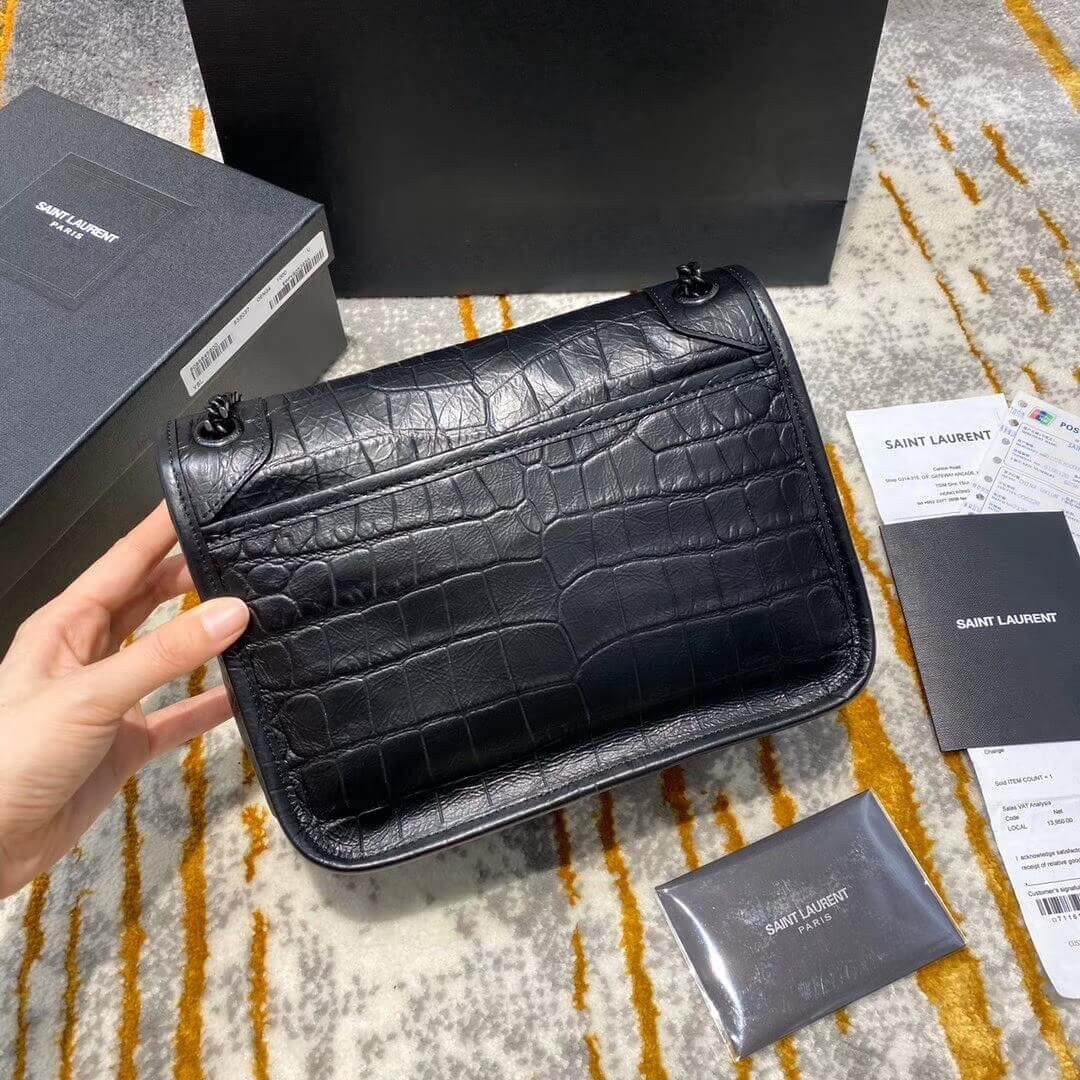 YSL Saint Laurent Niki Baby In Soft Crocodile-embossed Leather 533037