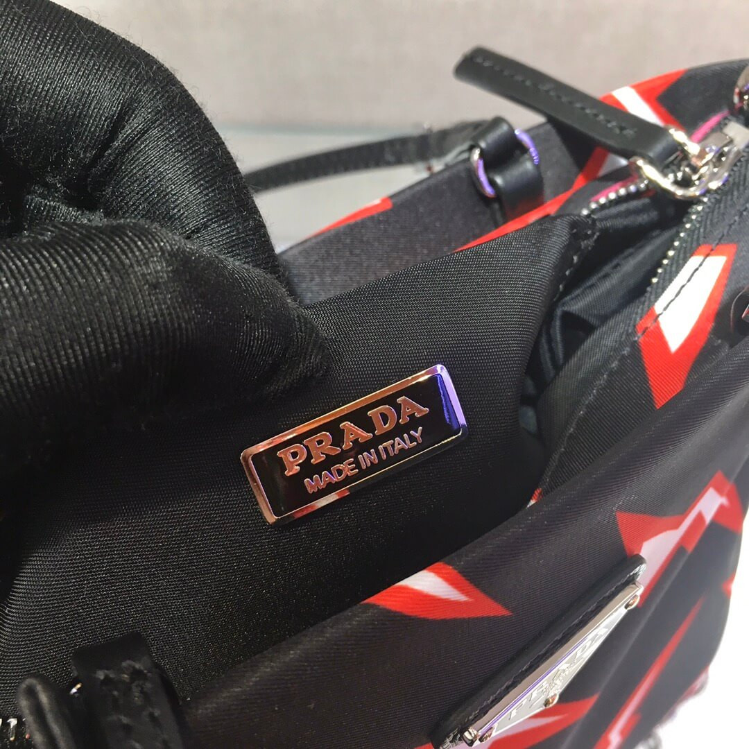 Prada Lightning Print Nylon Handbag 1BA252