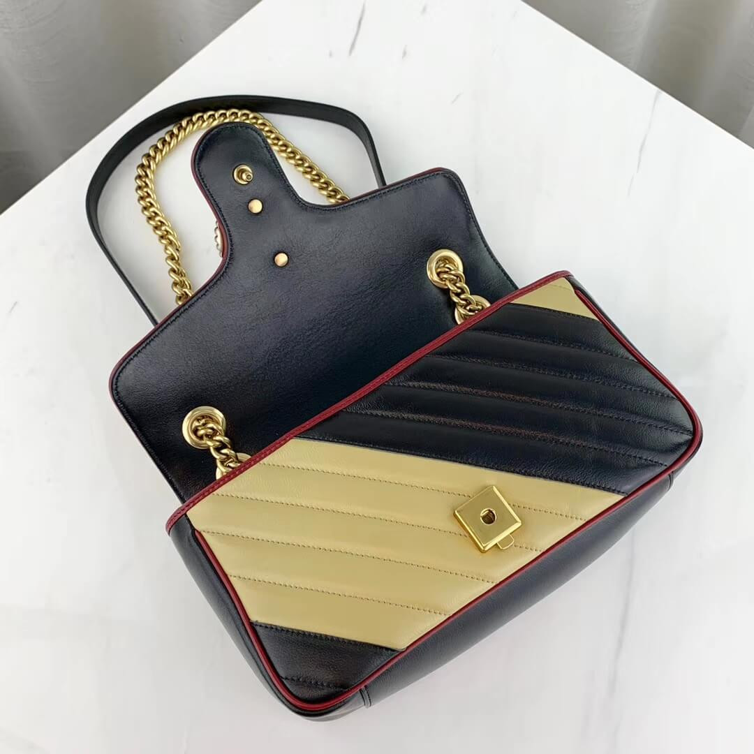 Gucci GG Marmont Small Shoulder Bag 443497 Beige/Black