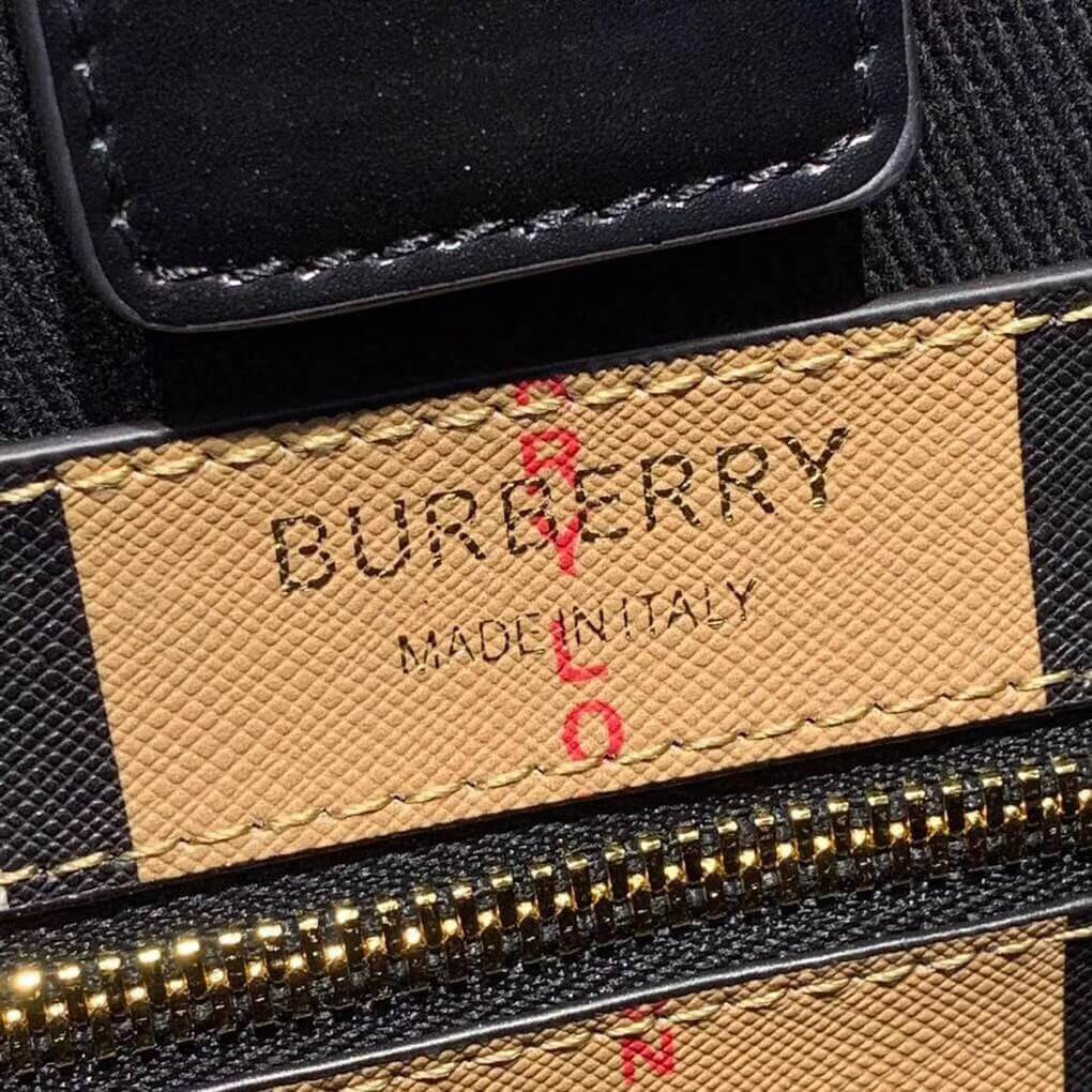 Burberry Logo and Stripe E-canvas Portrait Tote Bag 80224771